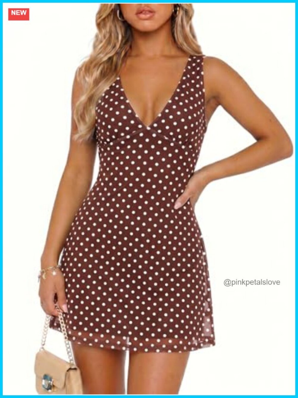 Womens Polka Dot Mini Dress Mesh Deep V Neck Sleeveless Backless Bodycon